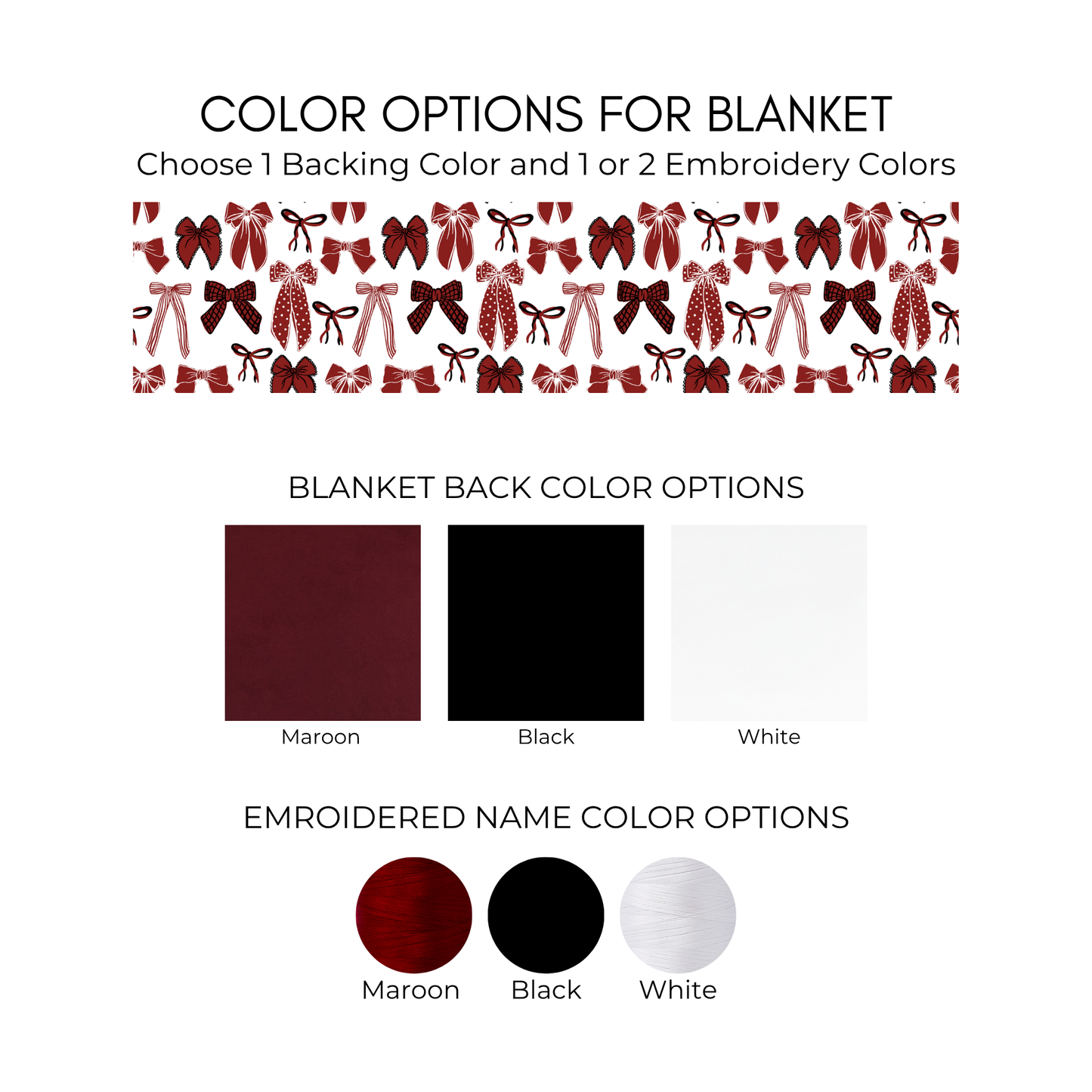 Personalized Bow Blanket - Maroon and White