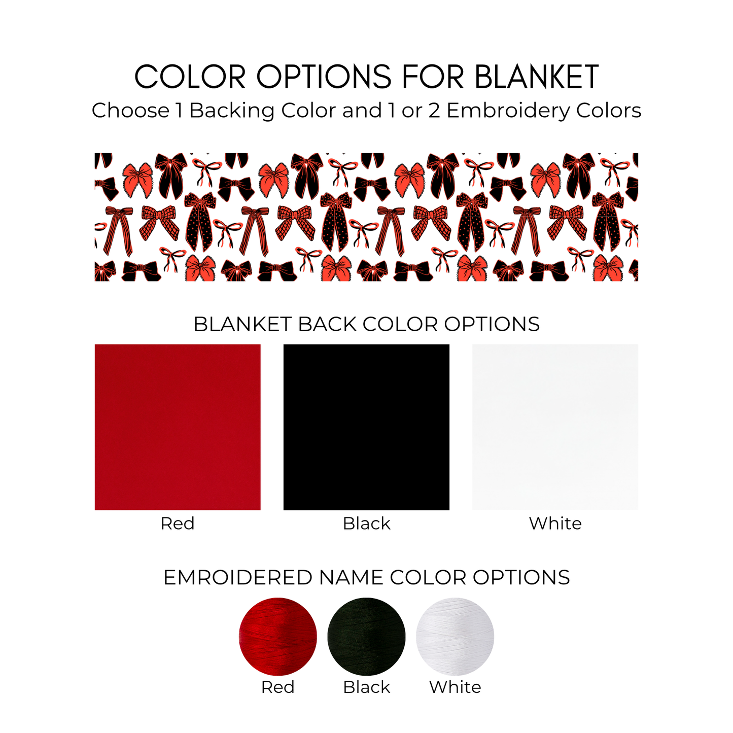 Personalized Bow Blanket - Red and Black