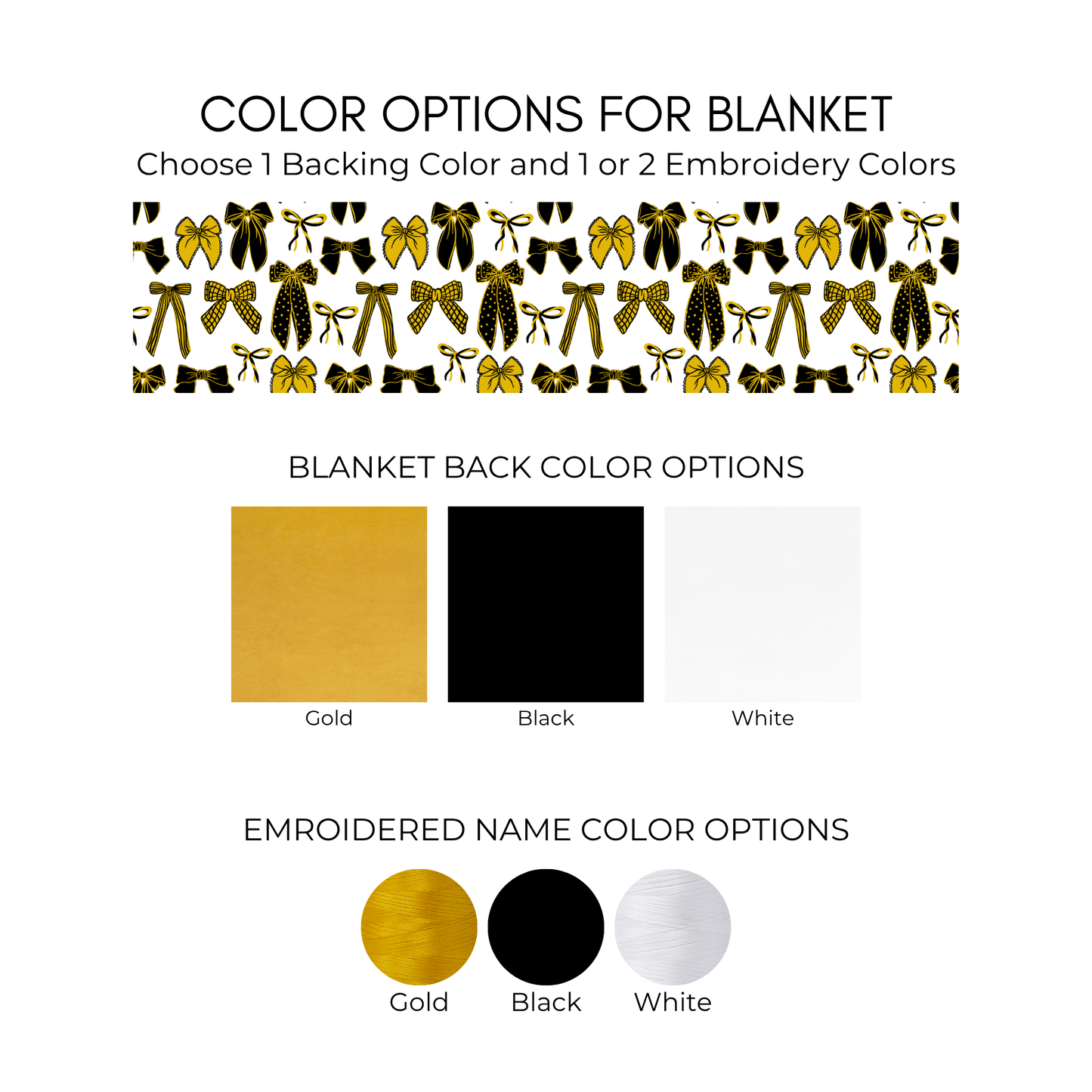 Personalized Bow Blanket - Black and Gold