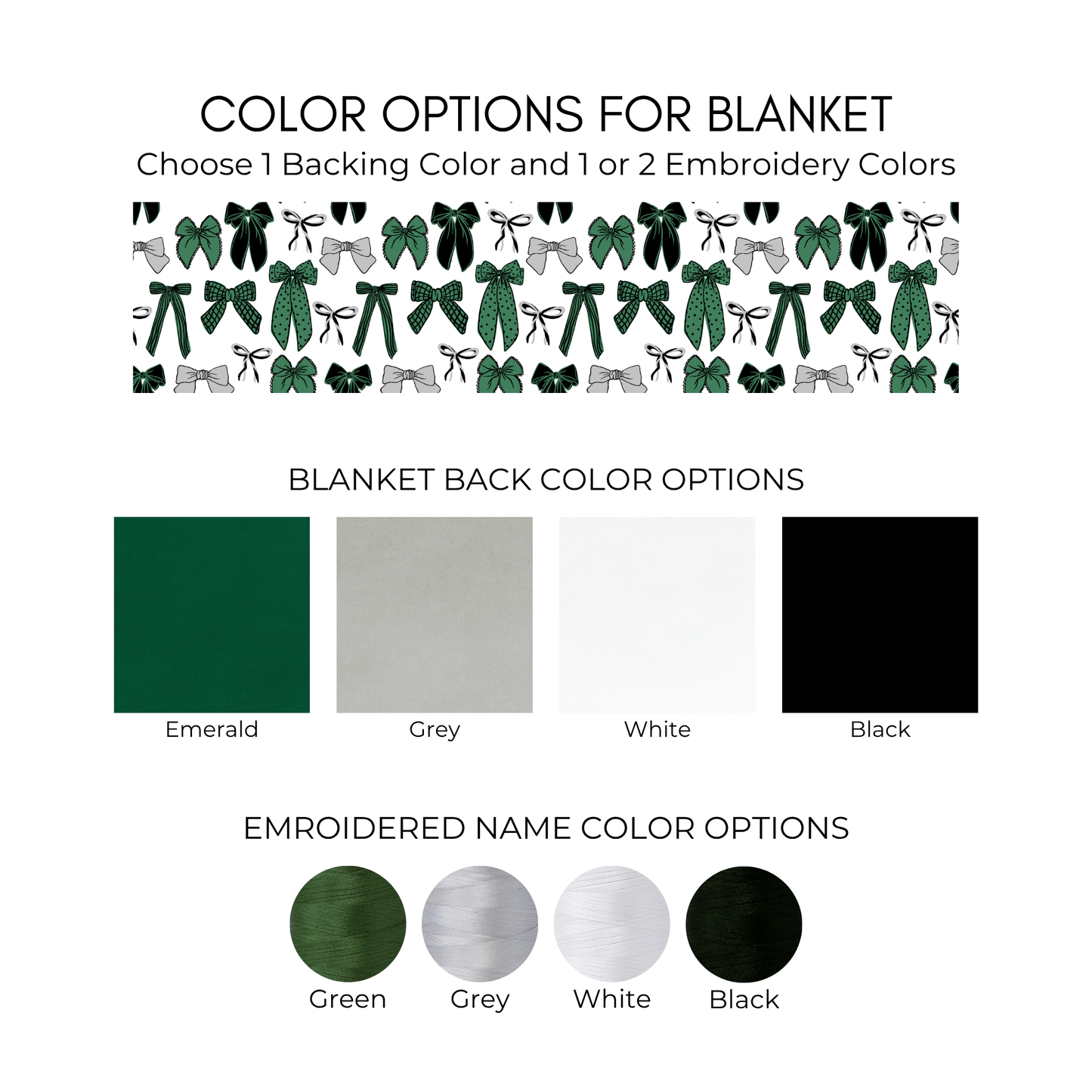 Personalized Bow Blanket - Green and Black