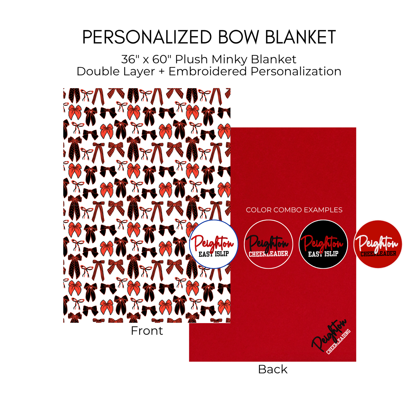 Personalized Bow Blanket - Red and Black