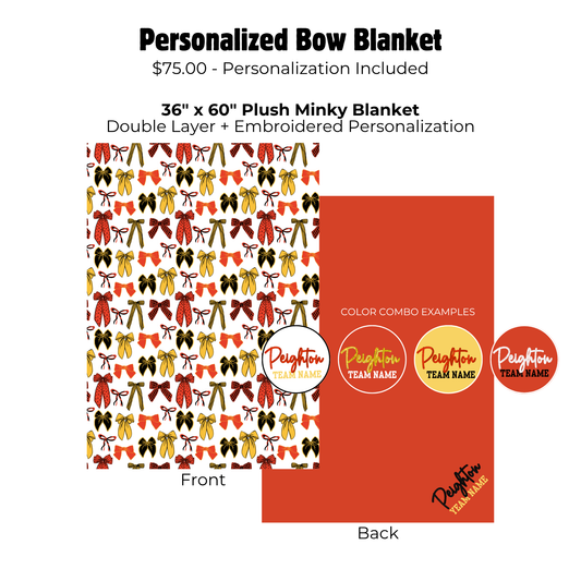 Red Black and Gold Bow Blanket