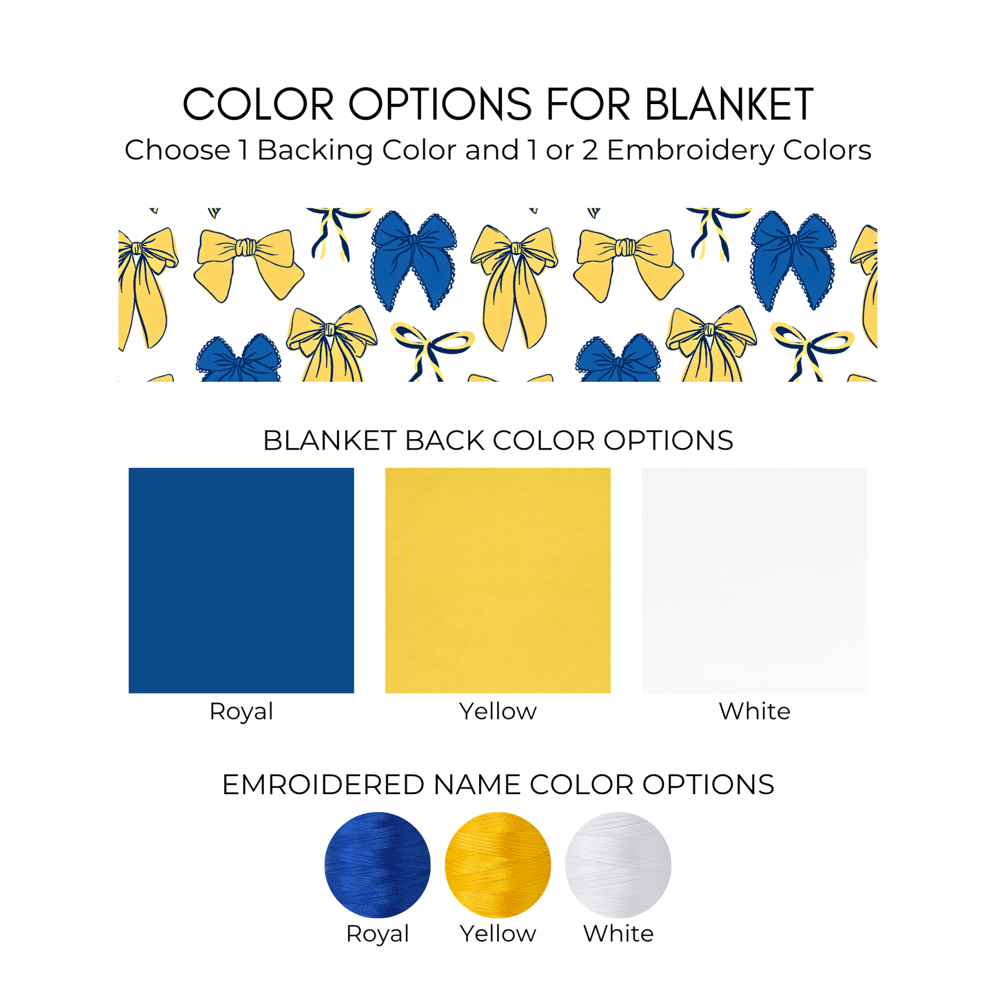 Personalized Bow Blanket - Blue and Yellow