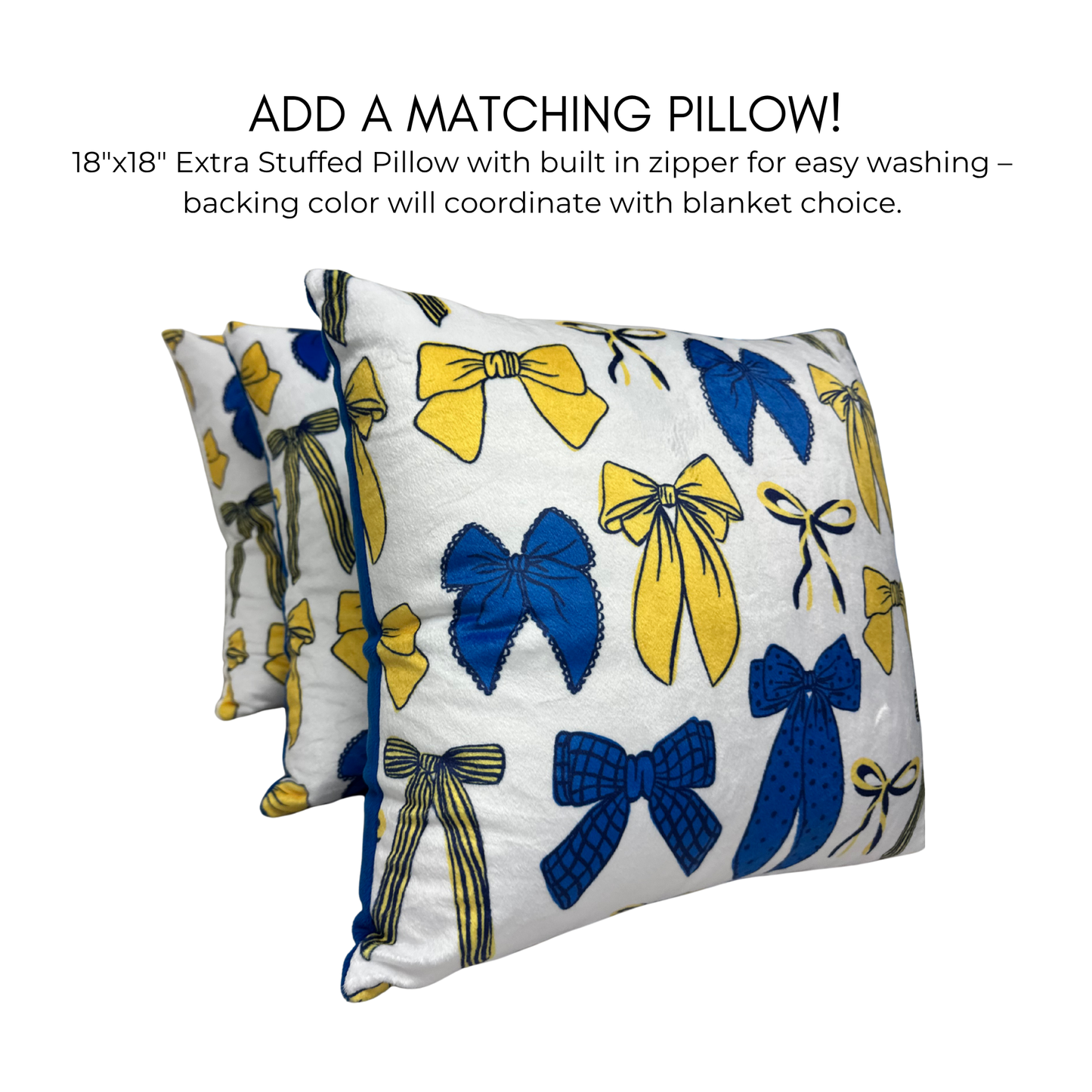 Personalized Bow Blanket - Blue and Yellow