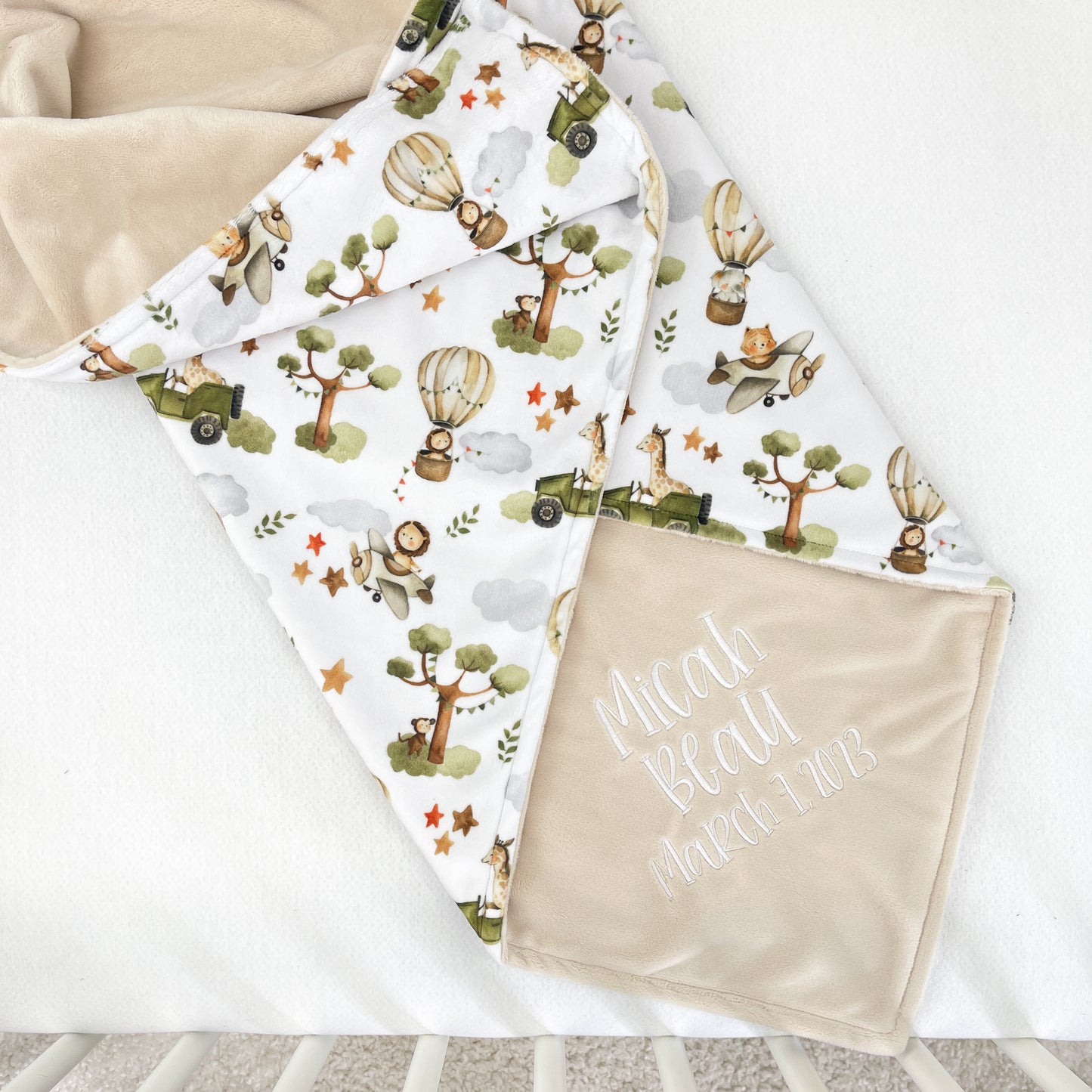 SAFARI IN THE AIR BABY BLANKET