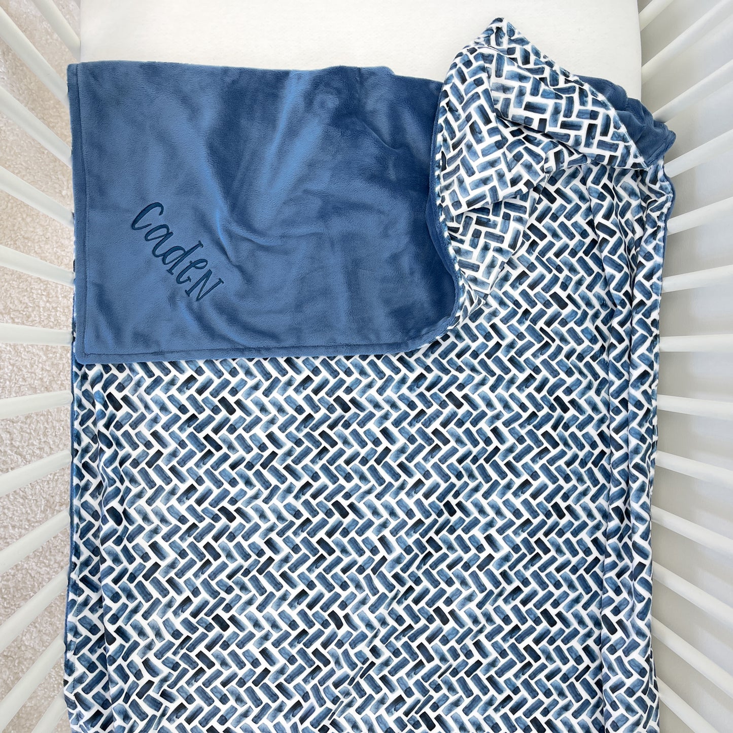 NAVY HERRINGBONE CHILD BLANKET