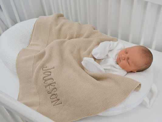 KNIT BLANKET - TAN