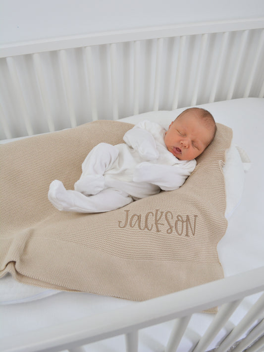 KNIT BLANKET - TAN