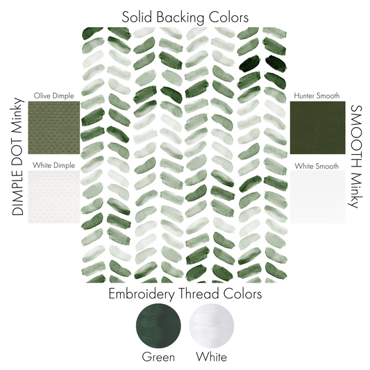 GREEN HERRINGBONE BABY BLANKET