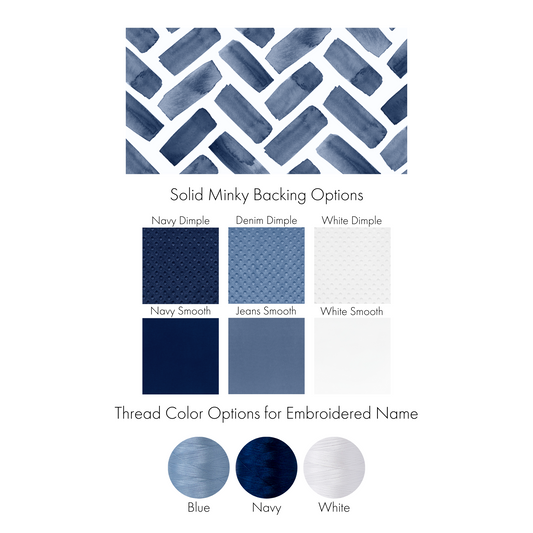 NAVY HERRINGBONE BABY BLANKET